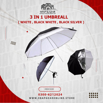3 in 1 umbreall ( White , Black White , Black Silver )