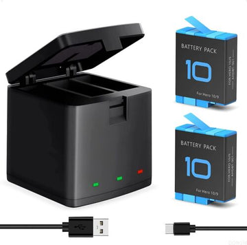 Gopro Caisi 2 batteries & 3 charging Case For Hero 9,10,11