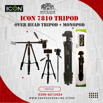 ICON i7810 Professional Overhead Tripod Plus Monopod For Mobiles, Mirrorless Cameras, DSLR