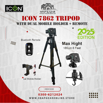Icon 7862 Tripod With Dual Holder + Remote