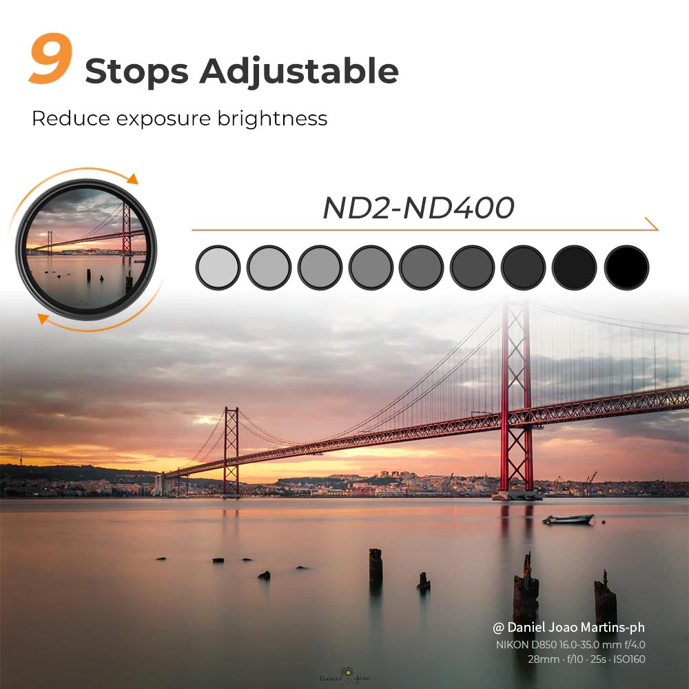 K&F Concept 55mm Variable Neutral Density ND Lens Filter For Nikon Canon Sony Samsung Olympus Fujifilm Pentax  KF01.1108
