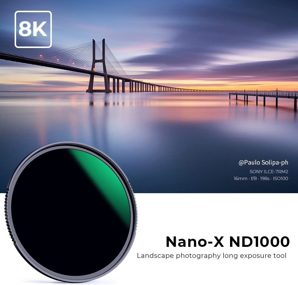 KF Concept 62mm ND1000 (10-Stop Fixed Neutral Density Filter) ND Lens Filter, HD Waterproof Super Slim 28 Multi-Layer Coatings Glass Nano-X Fixed 10 MRC Filter for Camera Lens