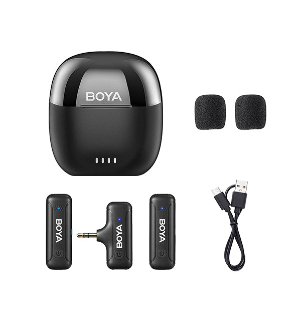 BOYA BY-WM3T2-M2 Dual Channel Mini 2.4GHz Wireless Microphone With Charging Case with 3 year Warranty