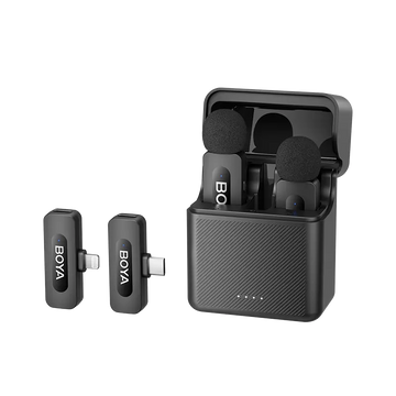 BOYA BY-V3 Combo 2.4 GHz Dual-Channel Wireless Microphone with Charging Case For ( Andriod Type C & I Phone Lighting ) With 3 Year Warranty