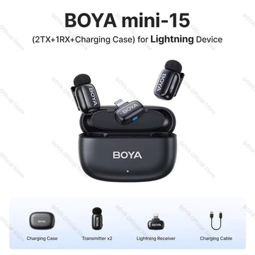 BOYA Mini 15 For I Phone IOS Dual Wireless Microphone With Charging Case With 3 Year WarrantyBOYA Mini 15 For I Phone IOS Dual Wireless Microphone With Charging Case With 3 Year Warranty
