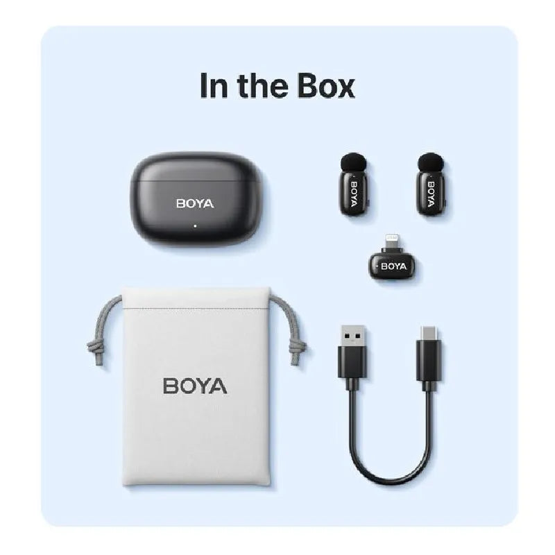 BOYA Mini 15 For I Phone IOS Dual Wireless Microphone With Charging Case With 3 Year WarrantyBOYA Mini 15 For I Phone IOS Dual Wireless Microphone With Charging Case With 3 Year Warranty