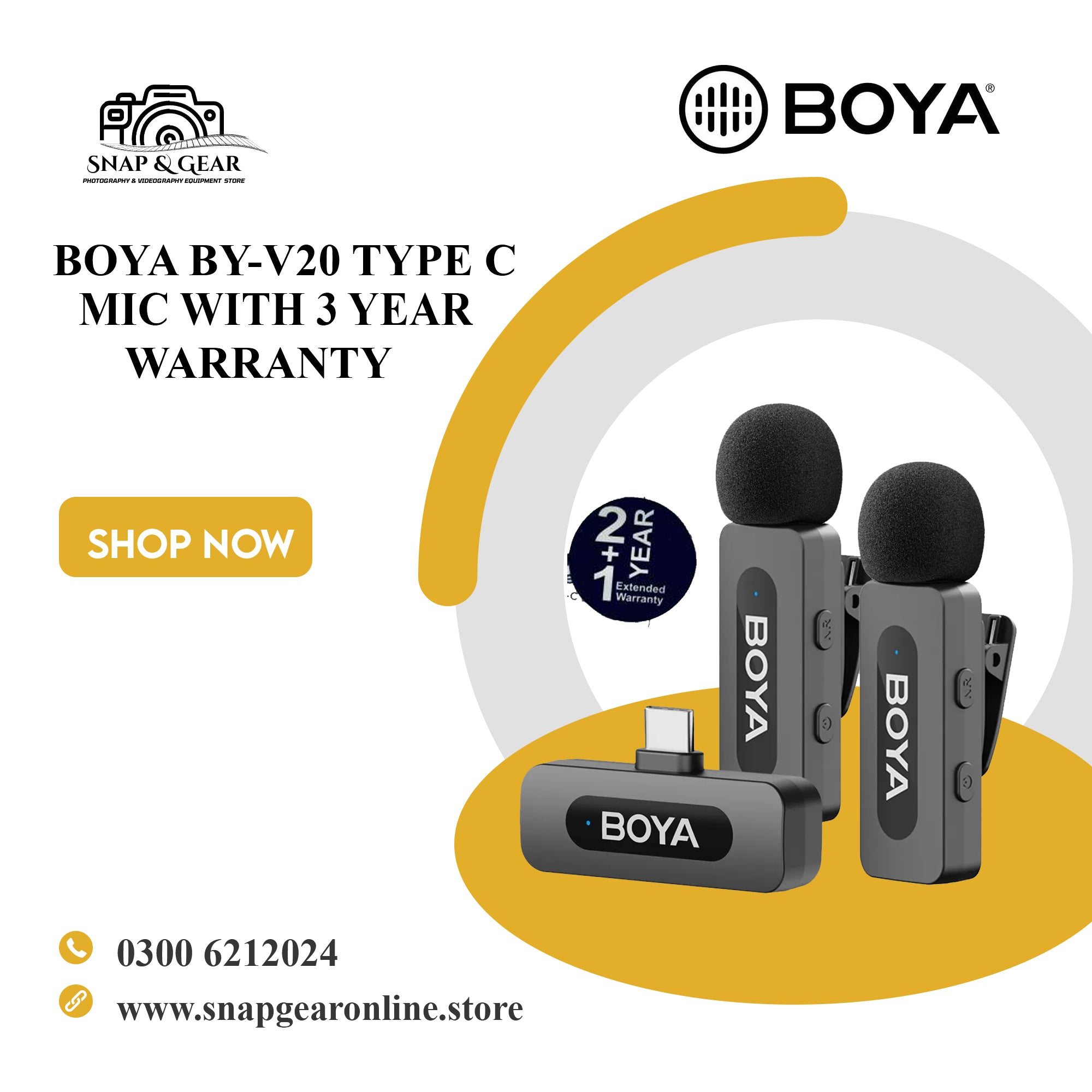 BOYA BY-V20 Ultracompact 2.4GHz Next-Gen Dual-Channel Wireless Microphone For Andriod Type C Devices With 3 Year Warranty