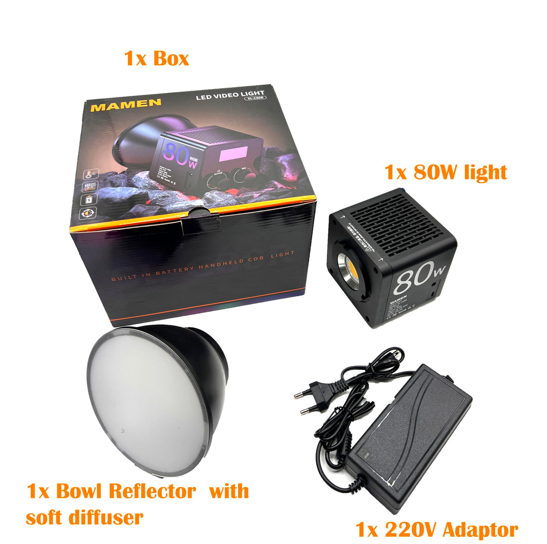 Mamen SL-C80R LED Video BI Color +RGB Light With Built In Battery Power Portable Cob Photography Light ( Bowen Mount Including )
