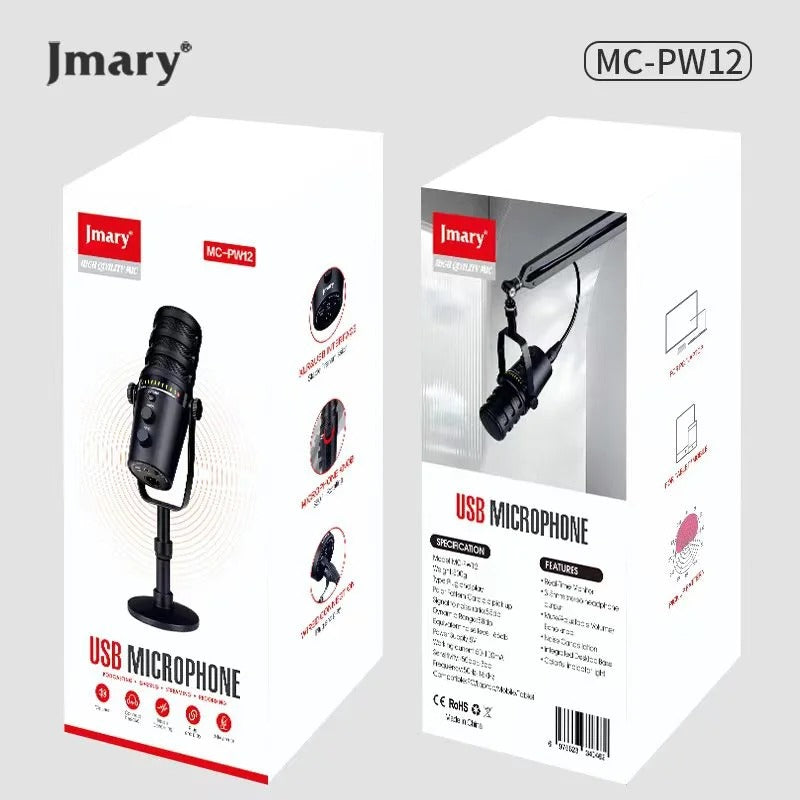 Jmary MC-PW12 XLR & USB Interface 360° Rotating Desktop Microphone