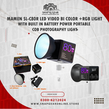 Mamen SL-C80R LED Video BI Color +RGB Light With Built In Battery Power Portable Cob Photography Light ( Bowen Mount Including )