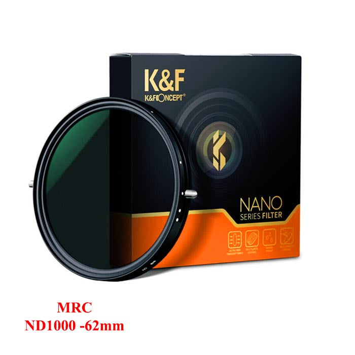 KF Concept 62mm ND1000 (10-Stop Fixed Neutral Density Filter) ND Lens Filter, HD Waterproof Super Slim 28 Multi-Layer Coatings Glass Nano-X Fixed 10 MRC Filter for Camera Lens